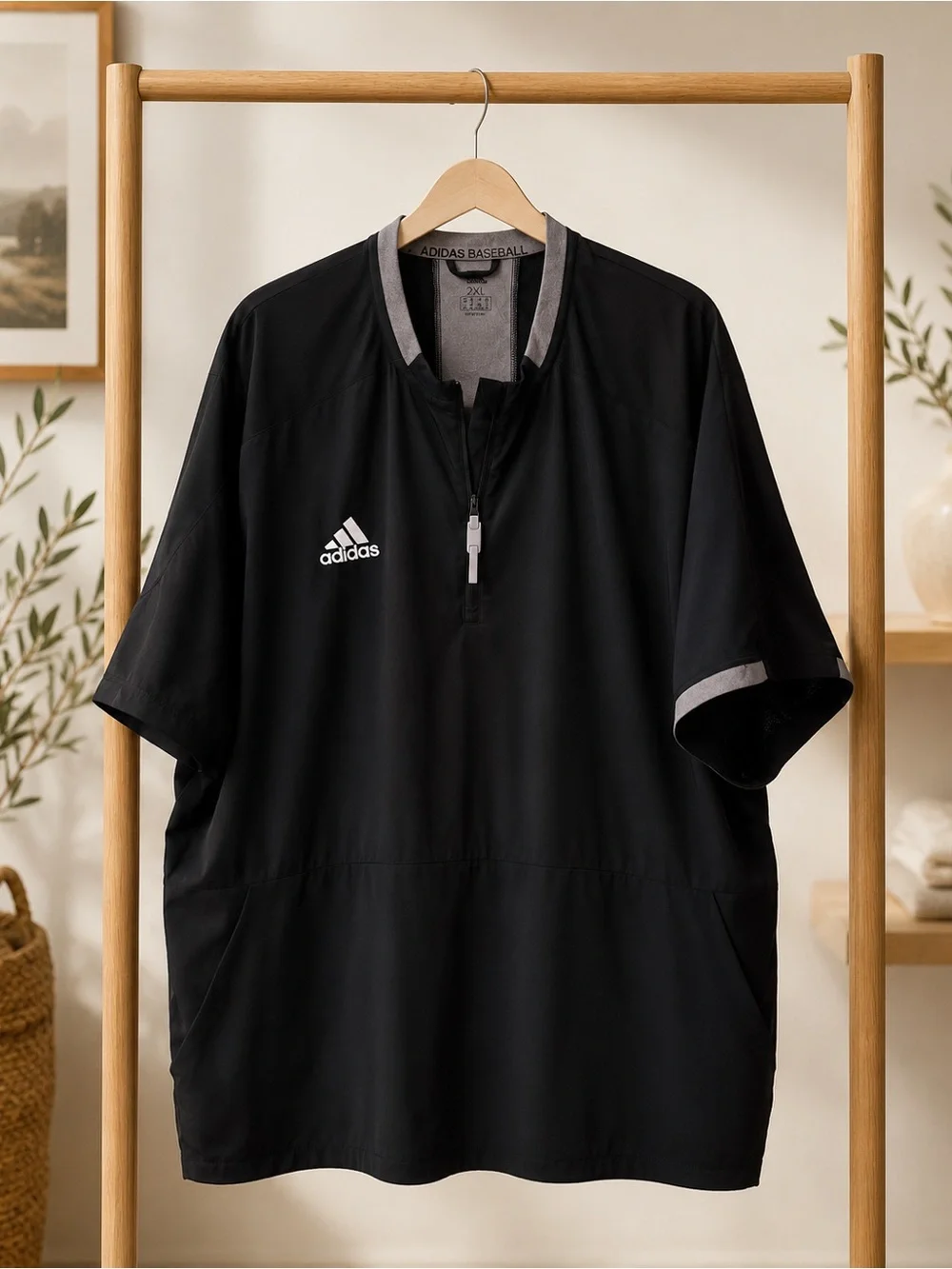 Adidas Baseball Short-Sleeve Quarter Zip Pullover, size 2XL